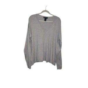 Lane Bryant V-Neck Fine Gauge Sweater 18/20 Light Heather Gray